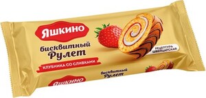 Рулет "Яшкино" клубника со сливками 200 г.*14