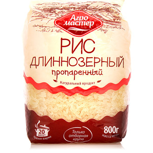 Крупа Рис длинный пропаренный  "Агромастер" 800 г.*10