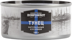 Тунец кусковой натуральный "Доброфлот" (ключ) 185 г.*24