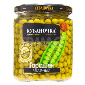 Горошек зеленый "КУБАНОЧКА" СТ/Б ГОСТ 460 г.*12