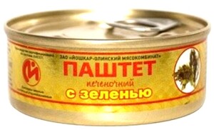 Паштет "Печеночный с зеленью" (Йошкар-Ола) ключ ТУ 100 г.*12