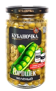 Горошек зеленый "КУБАНОЧКА" СТ/Б ГОСТ 370 г.*12