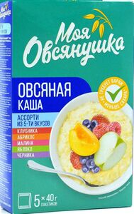 Каша овсяная "Моя овсянушка" Ассорти из 5 вкусов(яблоко,абрикос,черника,клубника,малина) (0,04*5) *6   №546