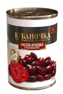 Фасоль красная в томатном соусе "Кубаночка" ж/б ключ  400г.*12