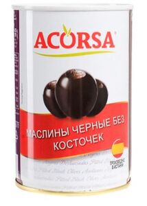 Маслины черные б/к "Acorsa" (Испания) 400г.*12
